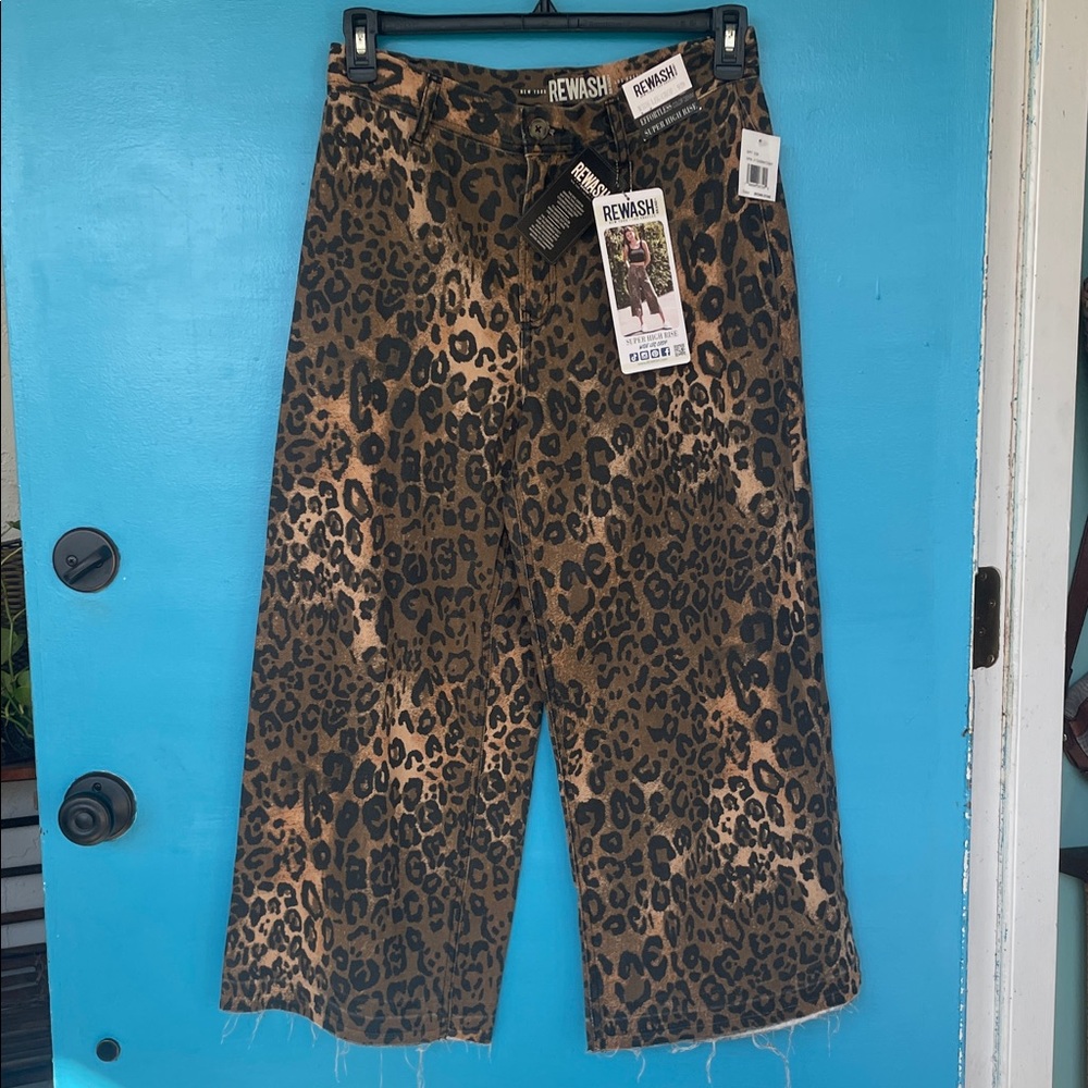 Rewash Leopard Print Wide Leg Super High Rise Festival Chic Flare SZ 9/29